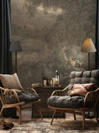 Dark Moody Forest Wallpaper : Vintage Grey Foliage Wall Mural