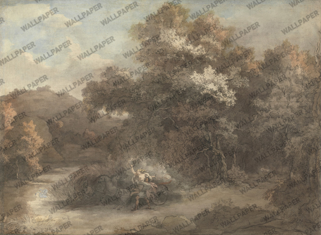 Dark Moody Forest Wallpaper : Vintage Grey Foliage Wall Mural - View 2