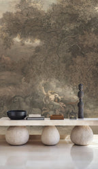 Dark Moody Forest Wallpaper : Vintage Grey Foliage Wall Mural - View 3