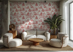 Red Toile Wallpaper : Chinoiserie Pagoda Scene Wall Mural - View 4