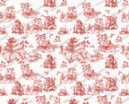 Red Toile Wallpaper : Chinoiserie Pagoda Scene Wall Mural - View 2