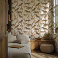Modern Leopard Wallpaper : Walking Leopards Cream Animal Mural
