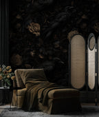 Raven and Rose Wallpaper : Gothic Dark Botanical Wall Mural