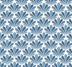 Blue Art Deco Fan Wallpaper : Scallop Palmette Wall Mural - View 2