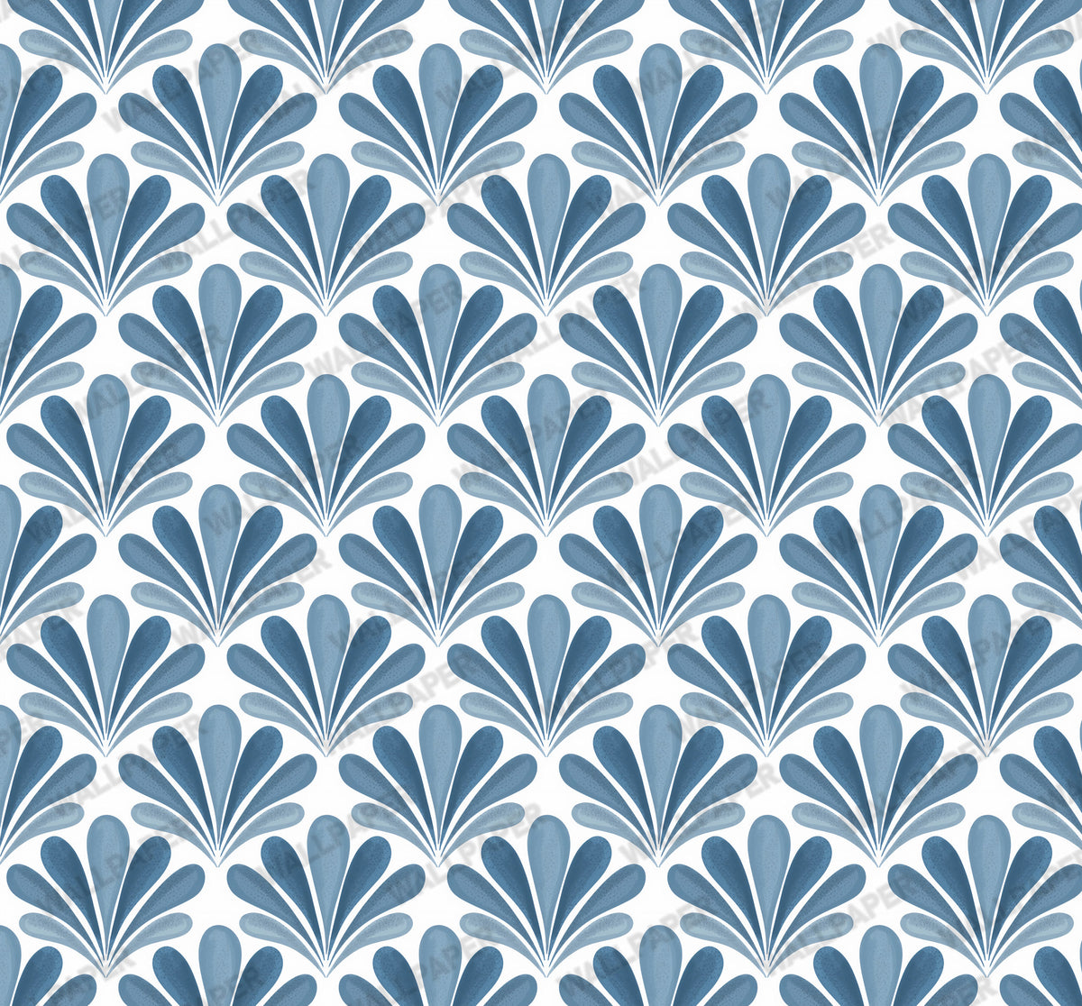 Blue Art Deco Fan Wallpaper : Scallop Palmette Wall Mural - View 2