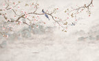 Asian Blossom Birds Wallpaper : Beige Vintage Chinoiserie Branch Mural - View 2