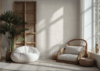 Beige Stripe Wallpaper : Subtle Vertical Line Textured Mural - View 3