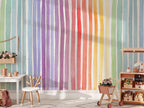 Watercolour Stripe Wallpaper : Pastel Pink and Lilac Painted Stripe Mural - View 4