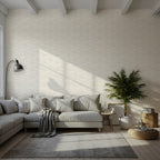 Minimal Gold Line Wallpaper : Cream Dash and Dot Textured Mural - View 4