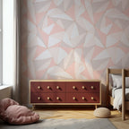Scandinavian Triangle Wallpaper : Pastel Pink Geometric Mural - View 3