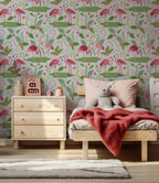 Flamingo Wallpaper : Pink Tropical Kids Room Wall Mural
