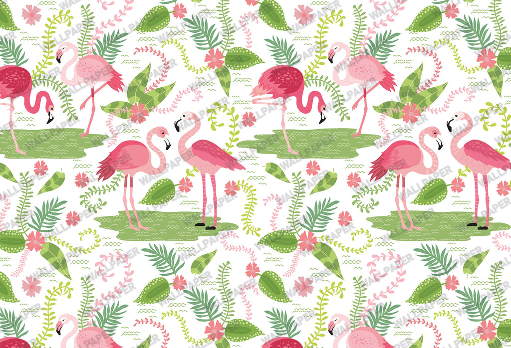 Flamingo Wallpaper : Pink Tropical Kids Room Wall Mural - View 2
