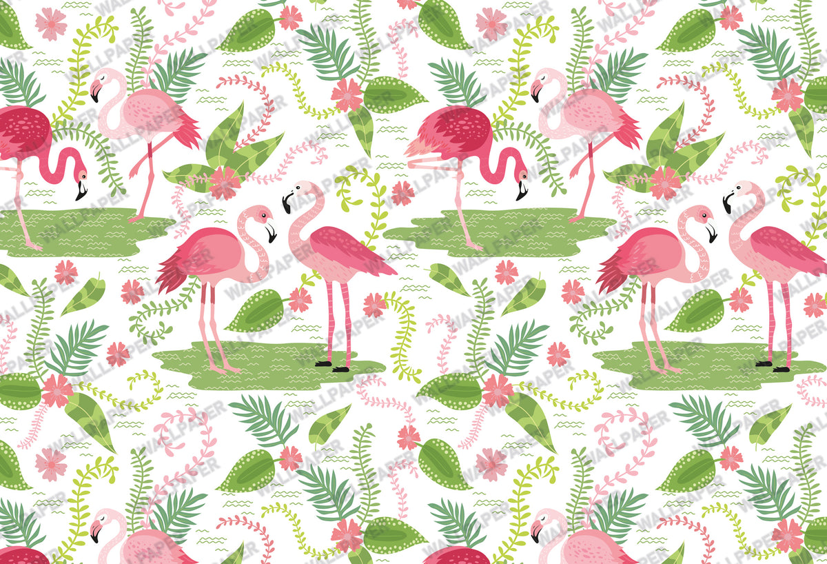 Flamingo Wallpaper : Pink Tropical Kids Room Wall Mural - View 2