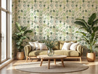 Succulent Wallpaper : Pale Green Watercolour Botanical Mural - View 3