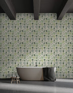 Succulent Wallpaper : Pale Green Watercolour Botanical Mural - View 5