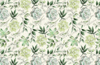 Succulent Wallpaper : Pale Green Watercolour Botanical Mural - View 2