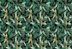 Macaw Jungle Wallpaper : Green Palm and Parrot Wall Mural - View 2