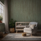 Mint Painted Stripe Wallpaper : Hand Drawn Brown Line Mural - View 3
