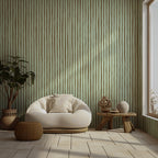 Mint Painted Stripe Wallpaper : Hand Drawn Brown Line Mural - View 5