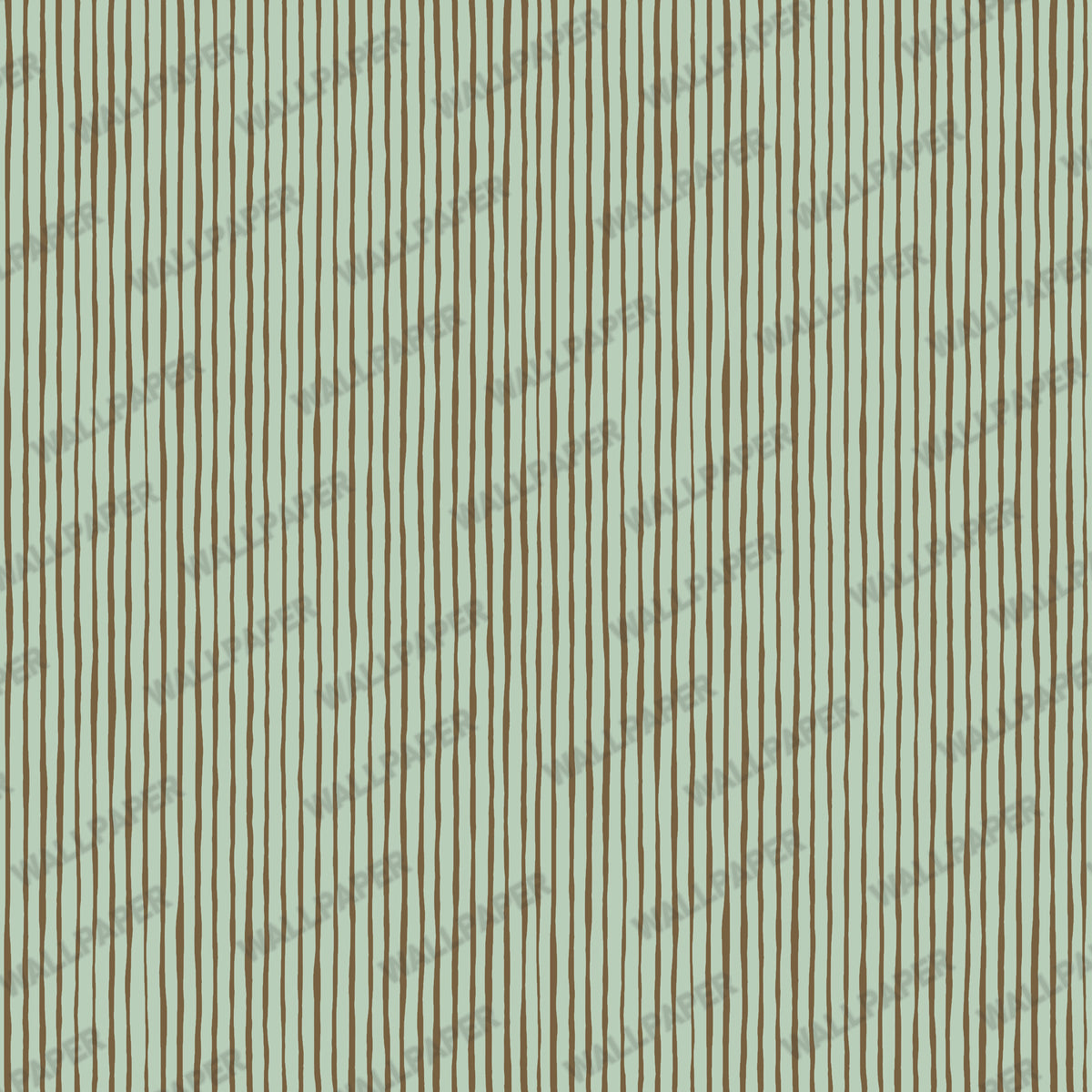 Mint Painted Stripe Wallpaper : Hand Drawn Brown Line Mural - View 2