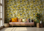 Mustard Rose Wallpaper : Yellow Ground White Bloom Wall Mural