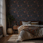 Night Garden Wallpaper : Dark Rust and Mauve Floral Wall Mural - View 5