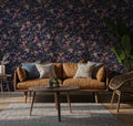 Plum Peach Orchard Wallpaper : Dark Fruit and Floral Wall Mural