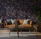 Plum Peach Orchard Wallpaper : Dark Fruit and Floral Wall Mural