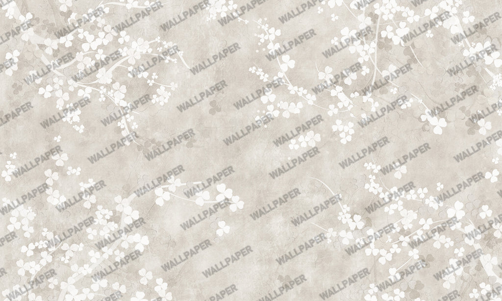 Greige Blossom Wallpaper : White Dogwood on Plaster Wall Mural - View 2