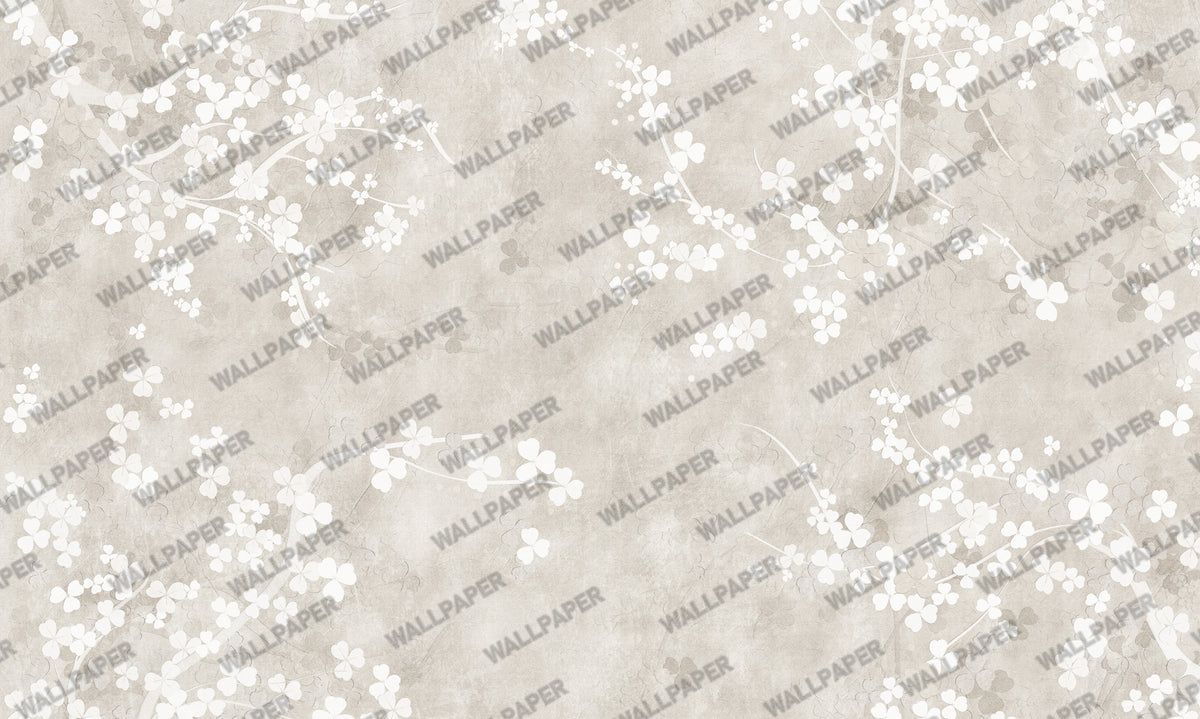Greige Blossom Wallpaper : White Dogwood on Plaster Wall Mural - View 2