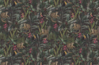 Dark Jungle Monkey Wallpaper : Tropical Leaf and Toucan Mural - View 2