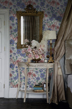 Ditsy Meadow Flower Wallpaper : Blue and Pink Watercolour Mural