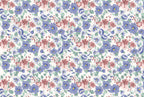 Ditsy Meadow Flower Wallpaper : Blue and Pink Watercolour Mural - View 2