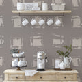 Brushed Square Wallpaper : Taupe Geometric Texture Wall Mural