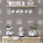 Brushed Square Wallpaper : Taupe Geometric Texture Wall Mural