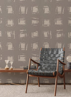 Brushed Square Wallpaper : Taupe Geometric Texture Wall Mural - View 3