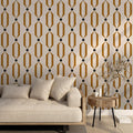 Art Deco Trellis Wallpaper : Gold Geometric on Cream Wall Mural