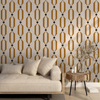 Art Deco Trellis Wallpaper : Gold Geometric on Cream Wall Mural