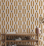 Art Deco Trellis Wallpaper : Gold Geometric on Cream Wall Mural - View 3