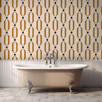 Art Deco Trellis Wallpaper : Gold Geometric on Cream Wall Mural - View 5