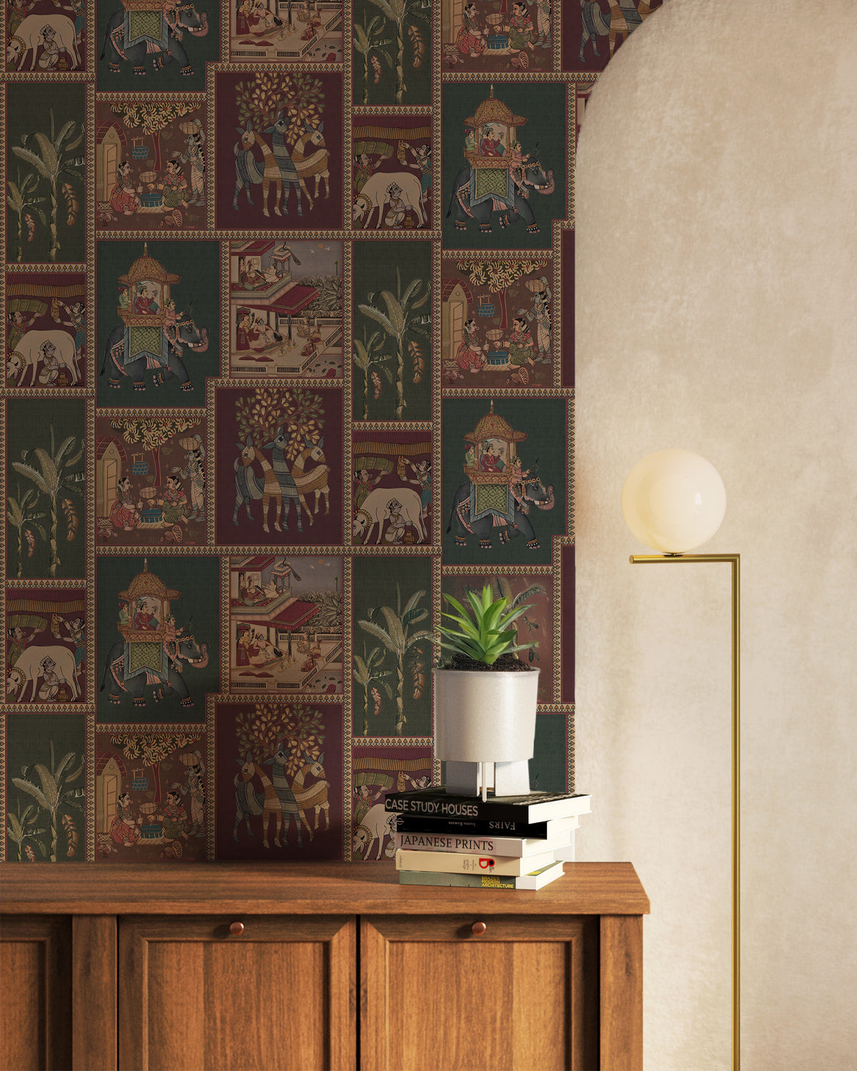 Indian Panel Wallpaper : Jewel Tone Miniature Tile Wall Mural - View 4