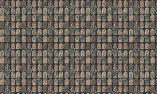 Indian Miniature Tile Wallpaper : Vintage Portrait Panel Wall Mural - View 2