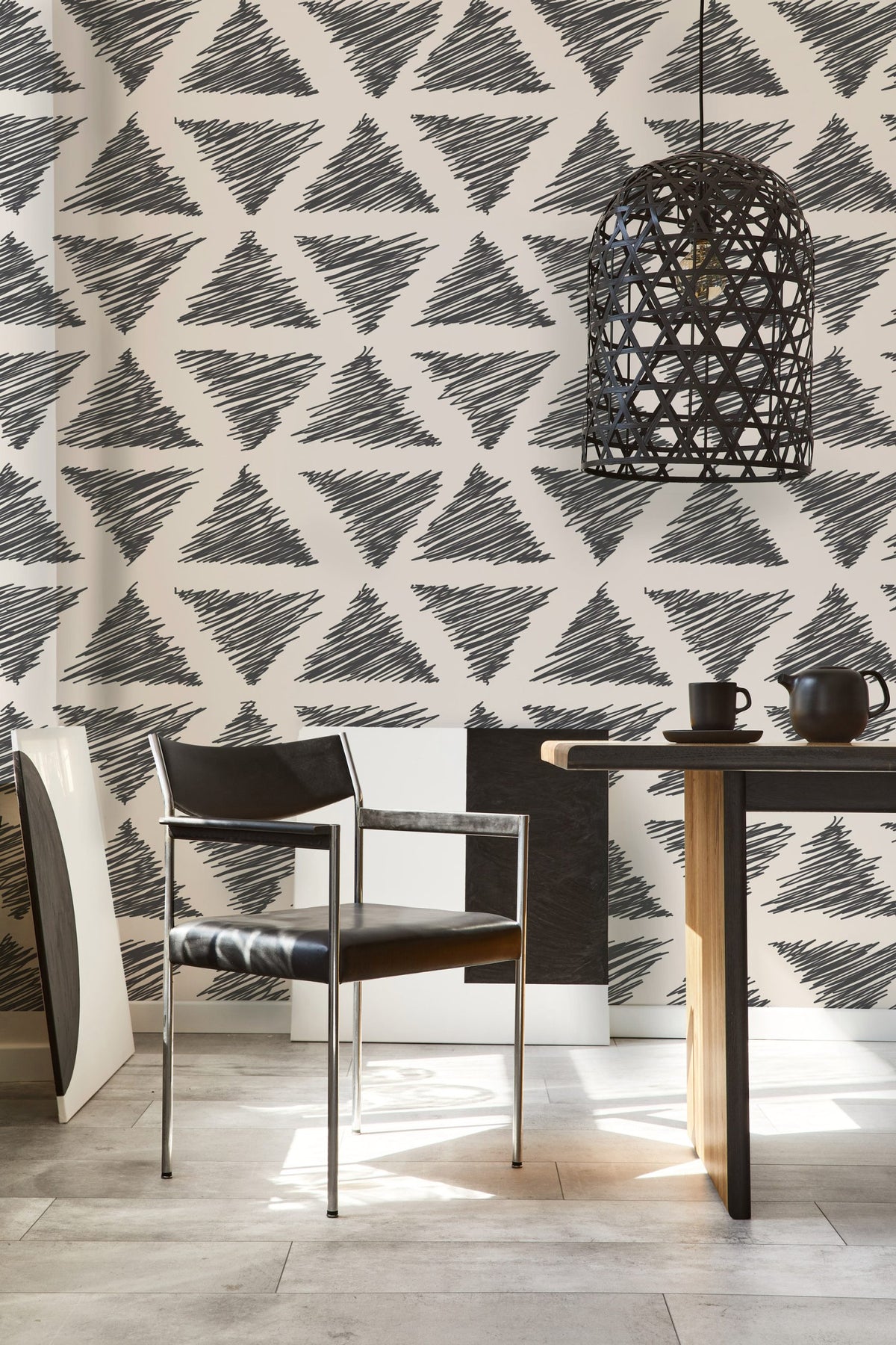 Sketched Triangle Wallpaper : Hand Drawn Geometric Wall Mural - View 4