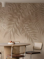 Beige Palm Shadow Wallpaper : 3D Relief Leaf Wall Mural - View 3