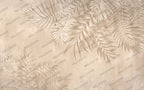 Beige Palm Shadow Wallpaper : 3D Relief Leaf Wall Mural - View 2