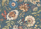 Navy Folk Floral Wallpaper : Vintage Arts and Crafts Wall Mural - View 3
