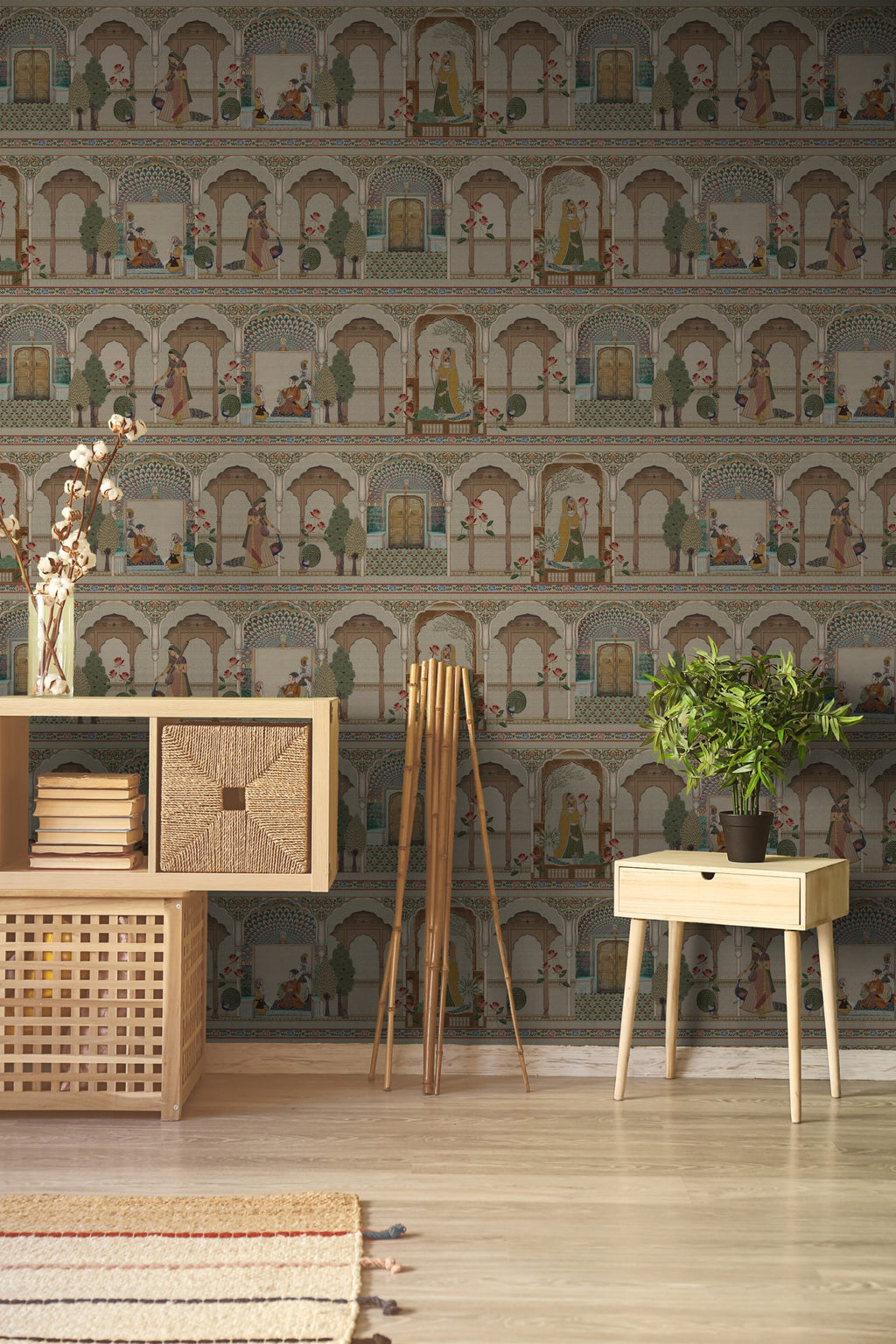 Indian Arch Wallpaper : Peacock Palace Architecture Mural - View 3