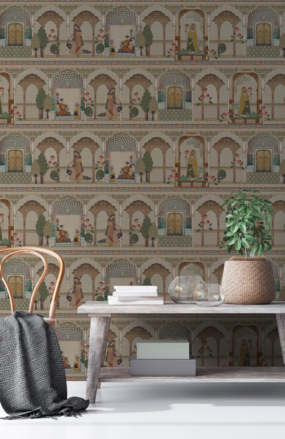 Indian Arch Wallpaper : Peacock Palace Architecture Mural