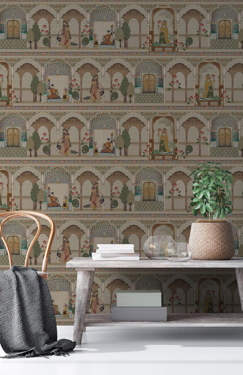 Indian Arch Wallpaper : Peacock Palace Architecture Mural