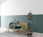 Half Wall Wainscot Wallpaper : Teal Panel and White Mural - View 2